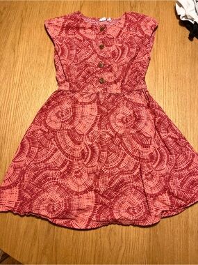 GAP Girls Pink & Red Patterned Button-Front Casual Dress